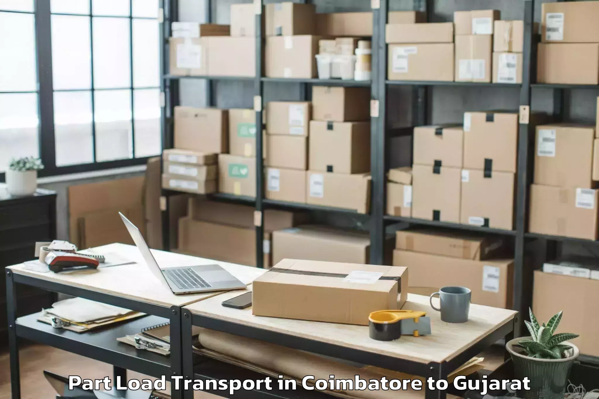 Get Coimbatore to Cept University Ahmedabad Part Load Transport